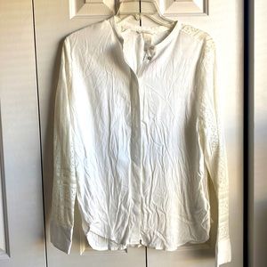 NWT H&M off white button down blouse with lace sleeves